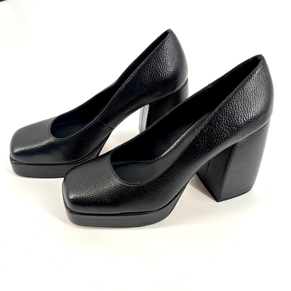 Katy‎ Perry Uplift Black Pebbled Square Toe Platform Block High Heel Pump 8.5M - Picture 2 of 10